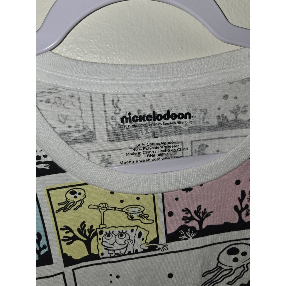 Nickelodeon SpongeBob SquarePants Comic Print T Shirt Pastel Graphic Tee Size L - Picture 4 of 4